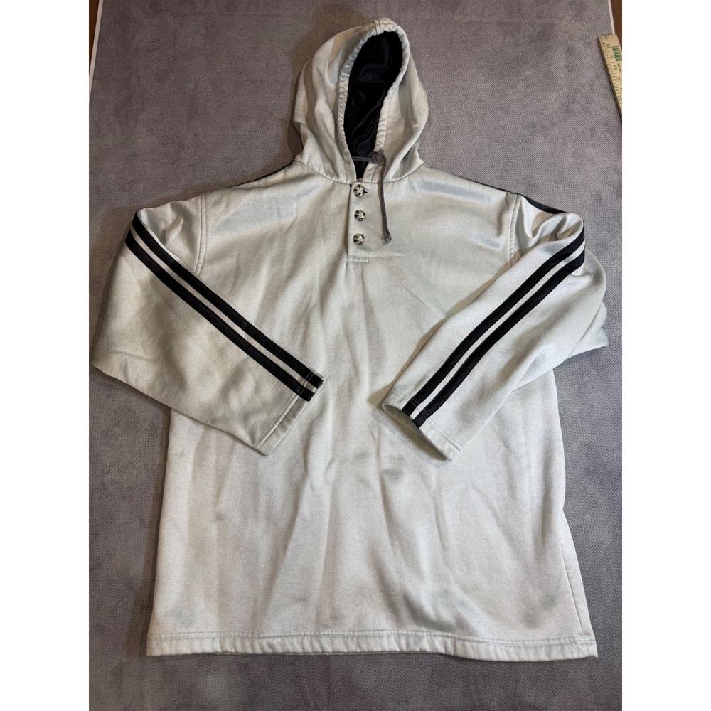 Y2K Street Culture Mens Henley Hoodie Gray Black check measurements Skater Grung